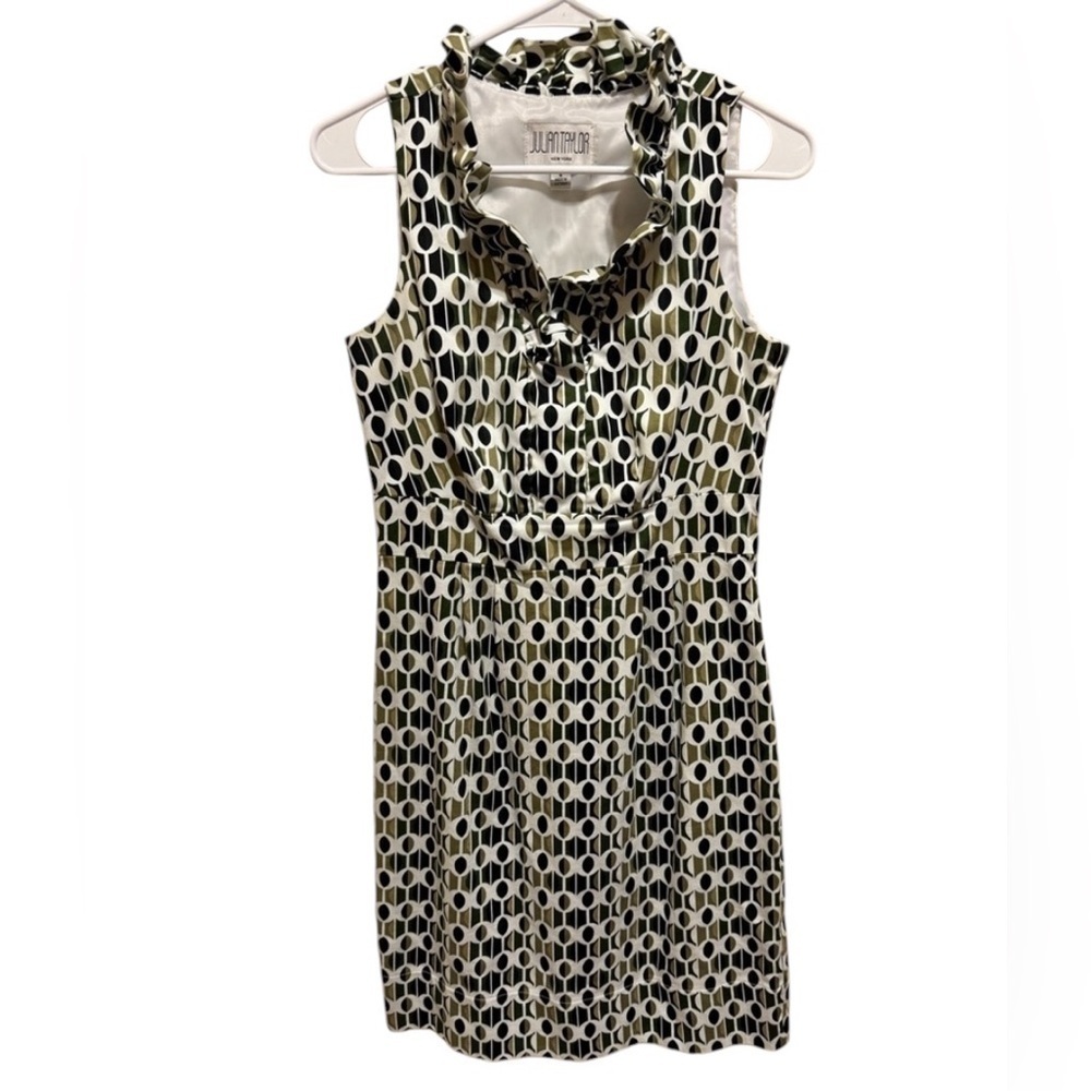 Julian Taylor Ruffle Neck Sleeveless Dress Sz 6